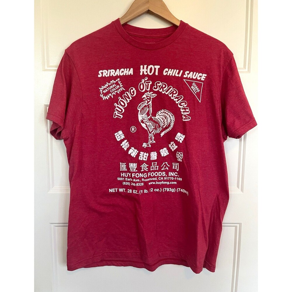 Ripple Junction Sriracha Rooster Graphic Red Crew Neck Short Sleeve Tee Large